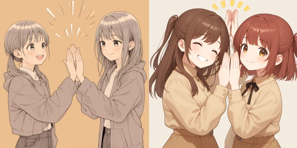 「手関連のポーズ」（その他）タグ画像比較【#プロンプト大辞典】：図版6