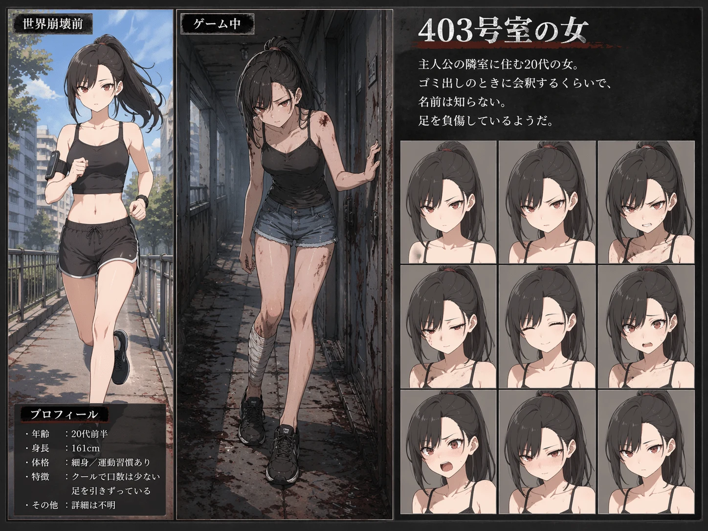 隣室では女子大生が息をひそめている。彼女を救って脱出することは初期プレイでは難しい。