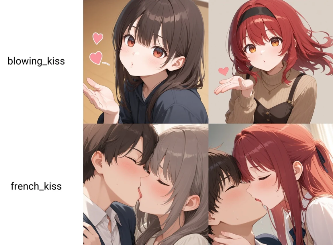 キス関連のポーズ：図版1