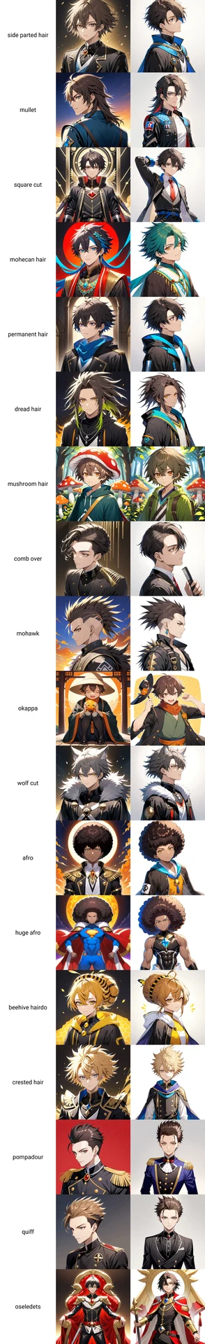 男性髪型タグ画像比較【#プロンプト超辞典】：図版4