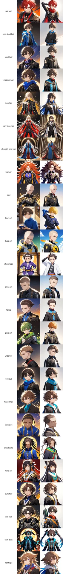 男性髪型タグ画像比較【#プロンプト超辞典】：図版1