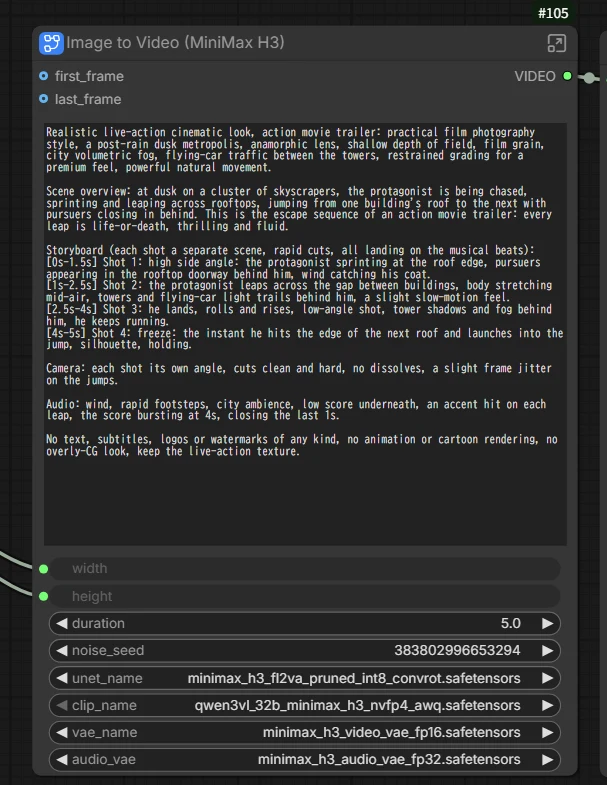 ・メインノード:Image to Video(MiniMax H3):図版1