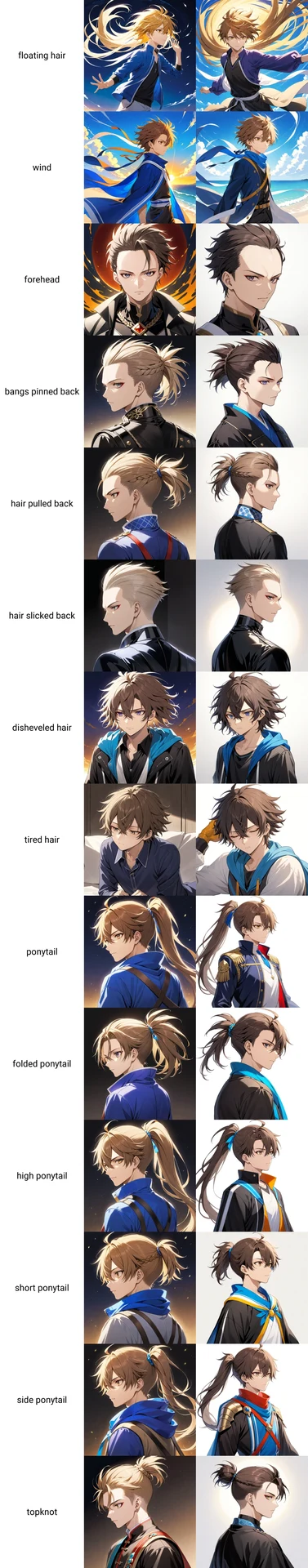 男性髪型タグ画像比較【#プロンプト超辞典】：図版3