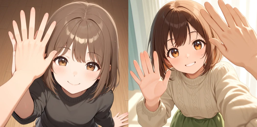 「手関連のポーズ」（その他）タグ画像比較【#プロンプト大辞典】：図版7