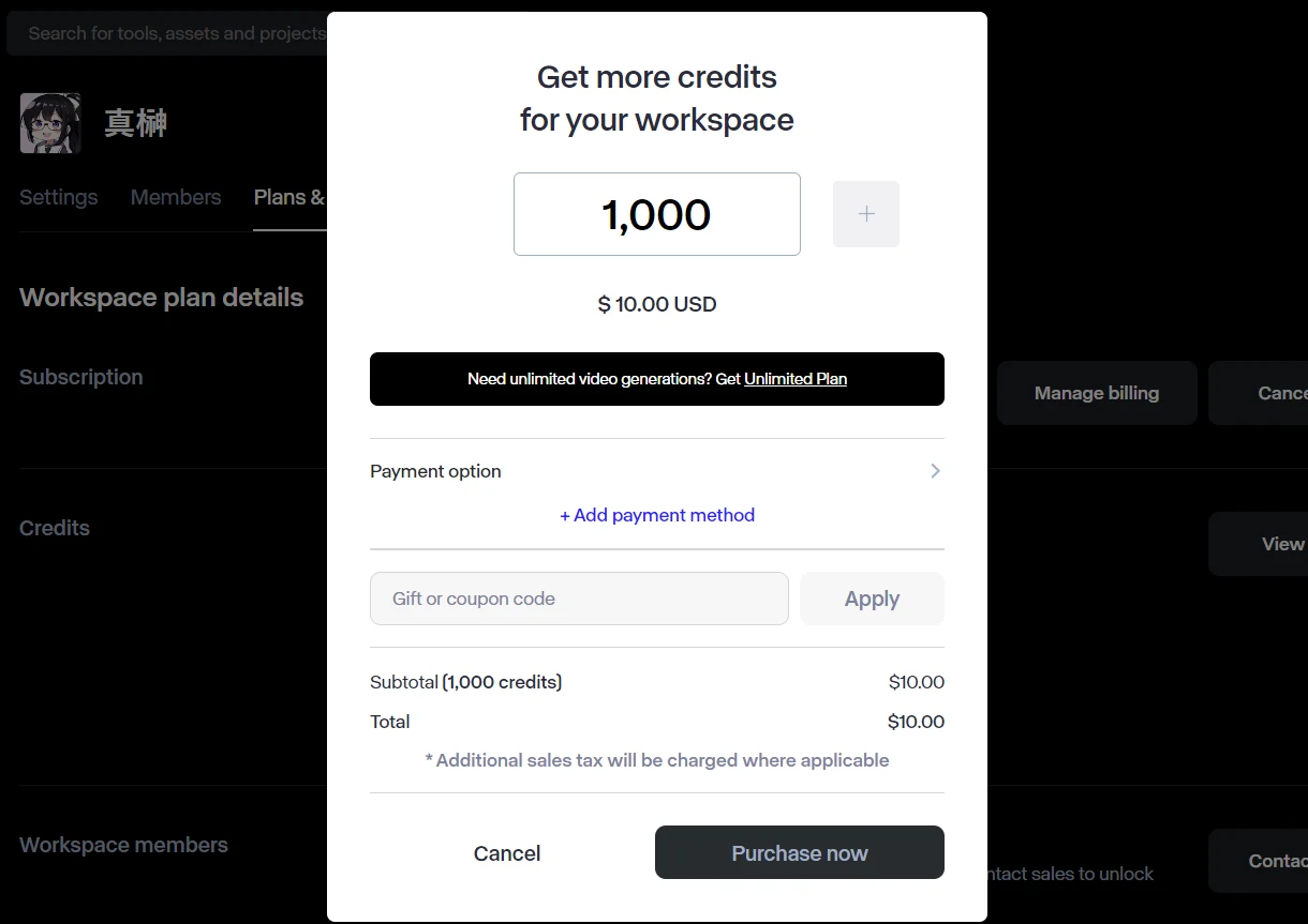 追加購入は1000クレジットから：図版1
