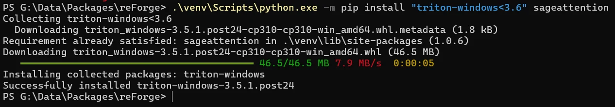 コマンド通りver.3.6以前のtritonがインストールされました