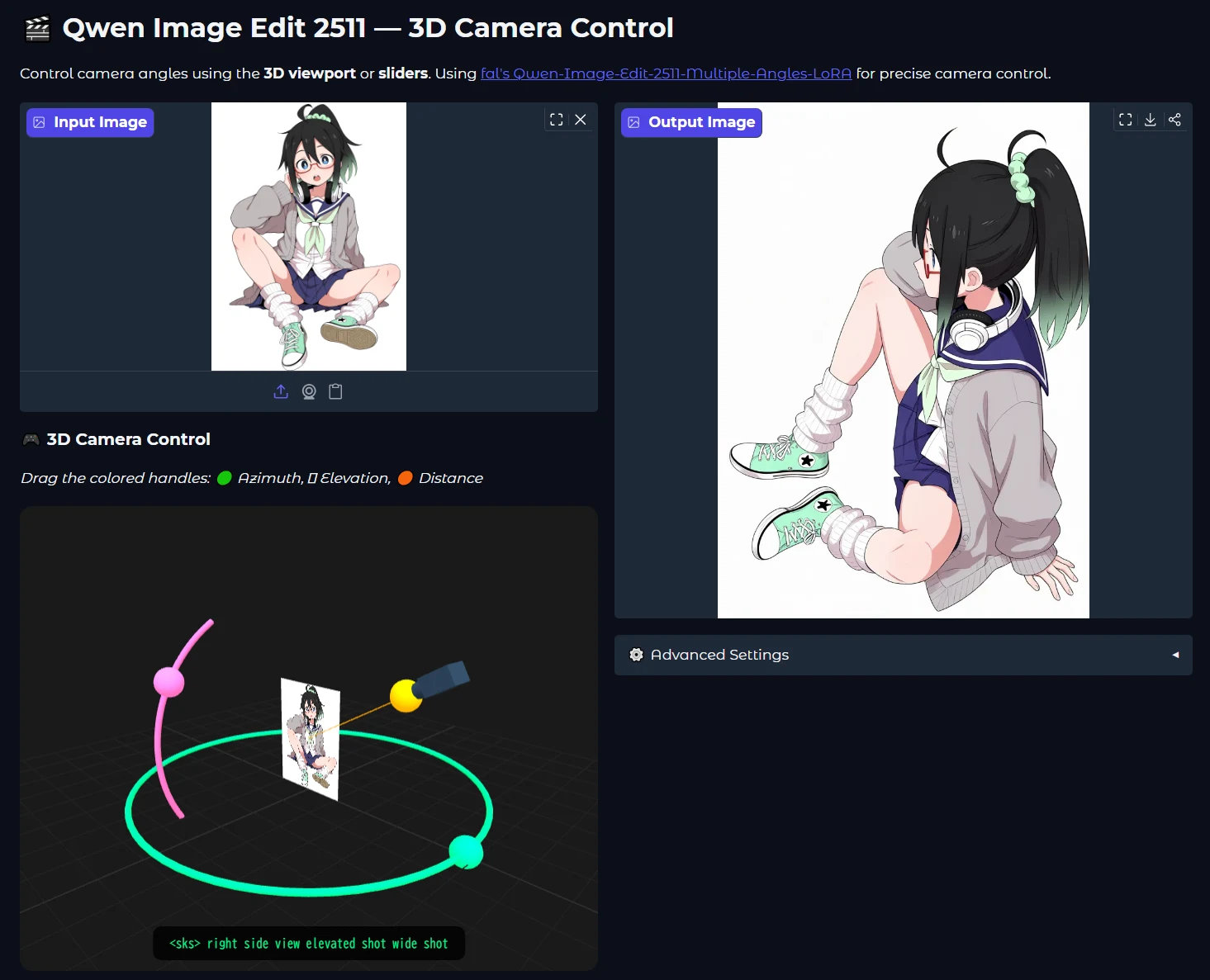3Dカメラ設定で簡単アングル変更 QwenImageEdit2511最新ワークフロー【VRAM16GB~向け】:図版1